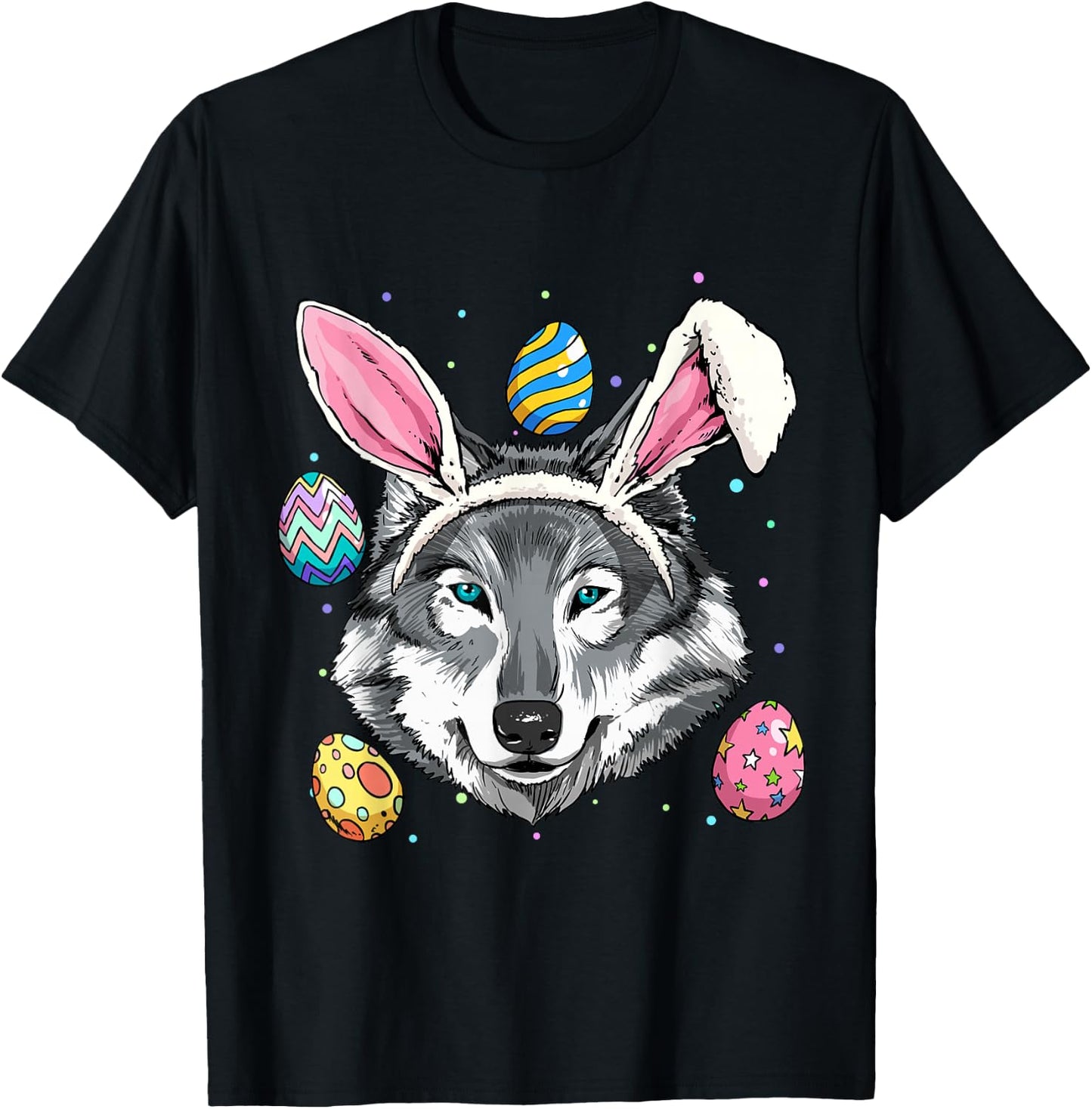 Easter Bunny Wolf Funny Easter Wolf T-Shirt - T-Shirt | Black