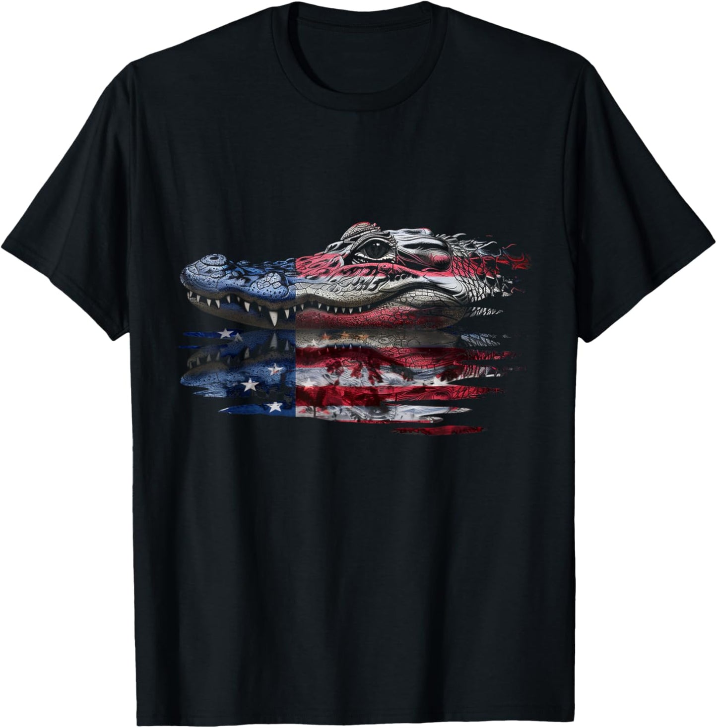 Alligator American Flag Gator Hunter Reptile Patriotic T-Shirt - T-Shirt | Black
