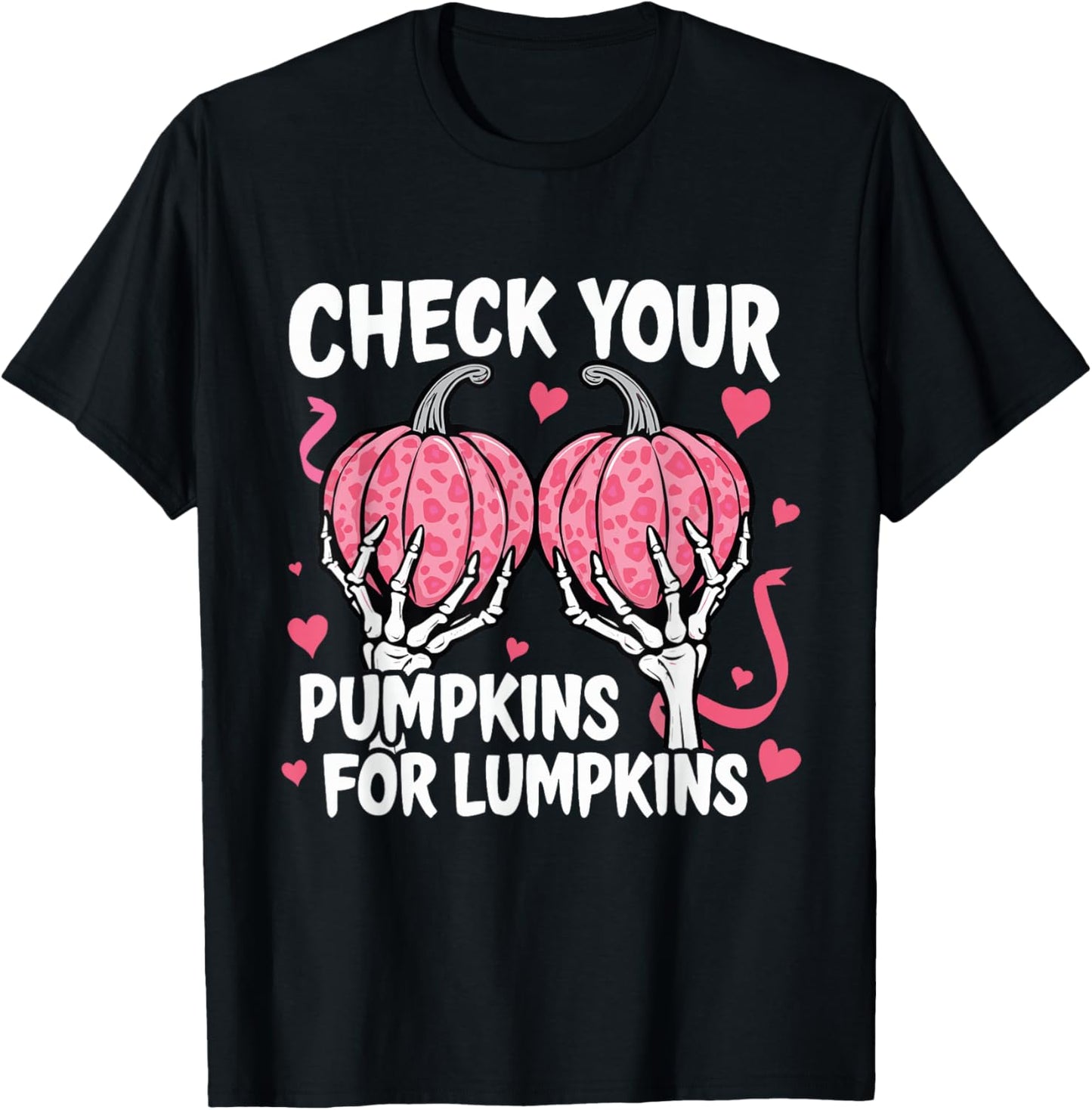 Check Your Pumpkins Breast Cancer Awareness Halloween Women T-Shirt - T-Shirt | Black