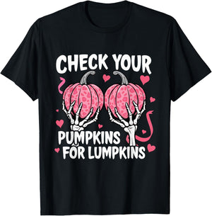 Check Your Pumpkins Breast Cancer Awareness Halloween Women T-Shirt - T-Shirt | Black