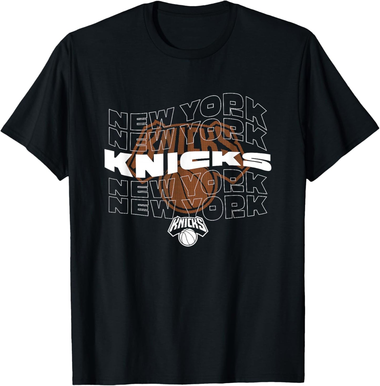 NBA New York Knicks Wave Outline Team Logo T-Shirt - T-Shirt | Black