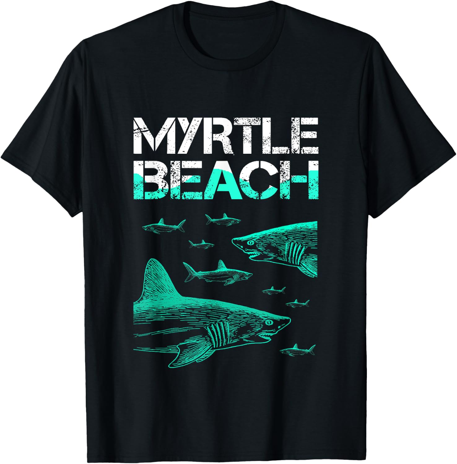 Myrtle Beach Shark Men Women Girls Kids T-Shirt - T-Shirt | Black