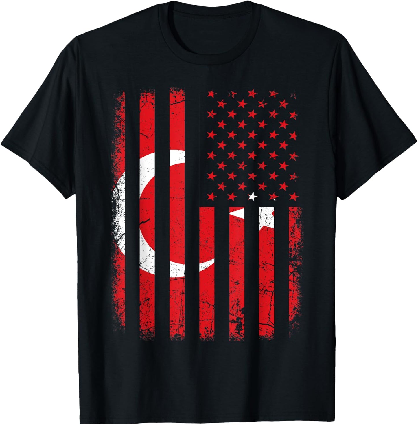 Turkish American Flag Turkey America Pride Heritage T-Shirt - T-Shirt | Black