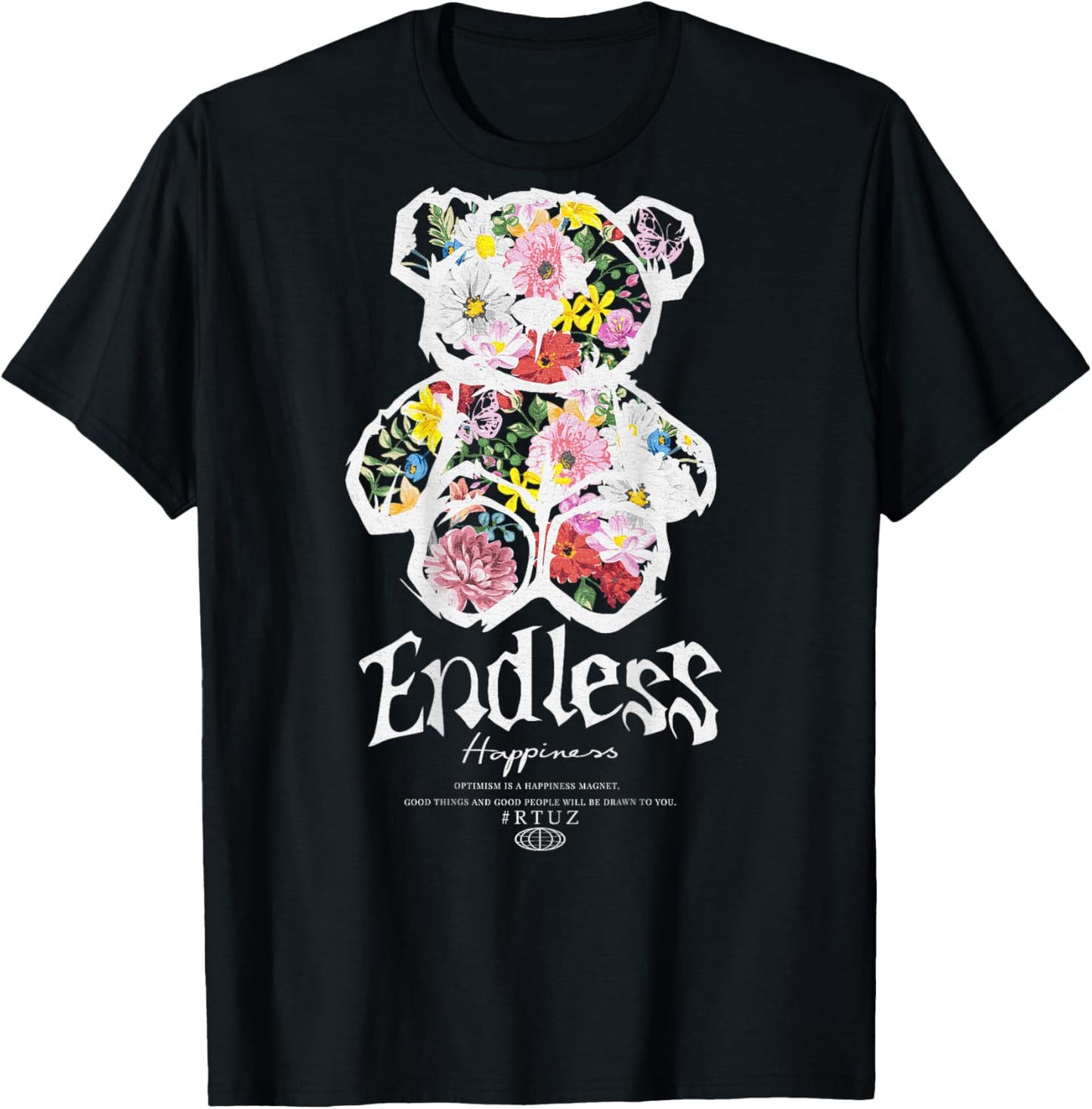 Hip Hop Vintage Edgy Urban Y2K Back Print Streetwear Teddy T-Shirt - T-Shirt | Black
