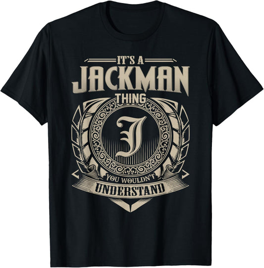 Vintage Classic JACKMAN Family Apparels -Adults Black Small Short Sleeve T-Shirt - T-Shirt | Black