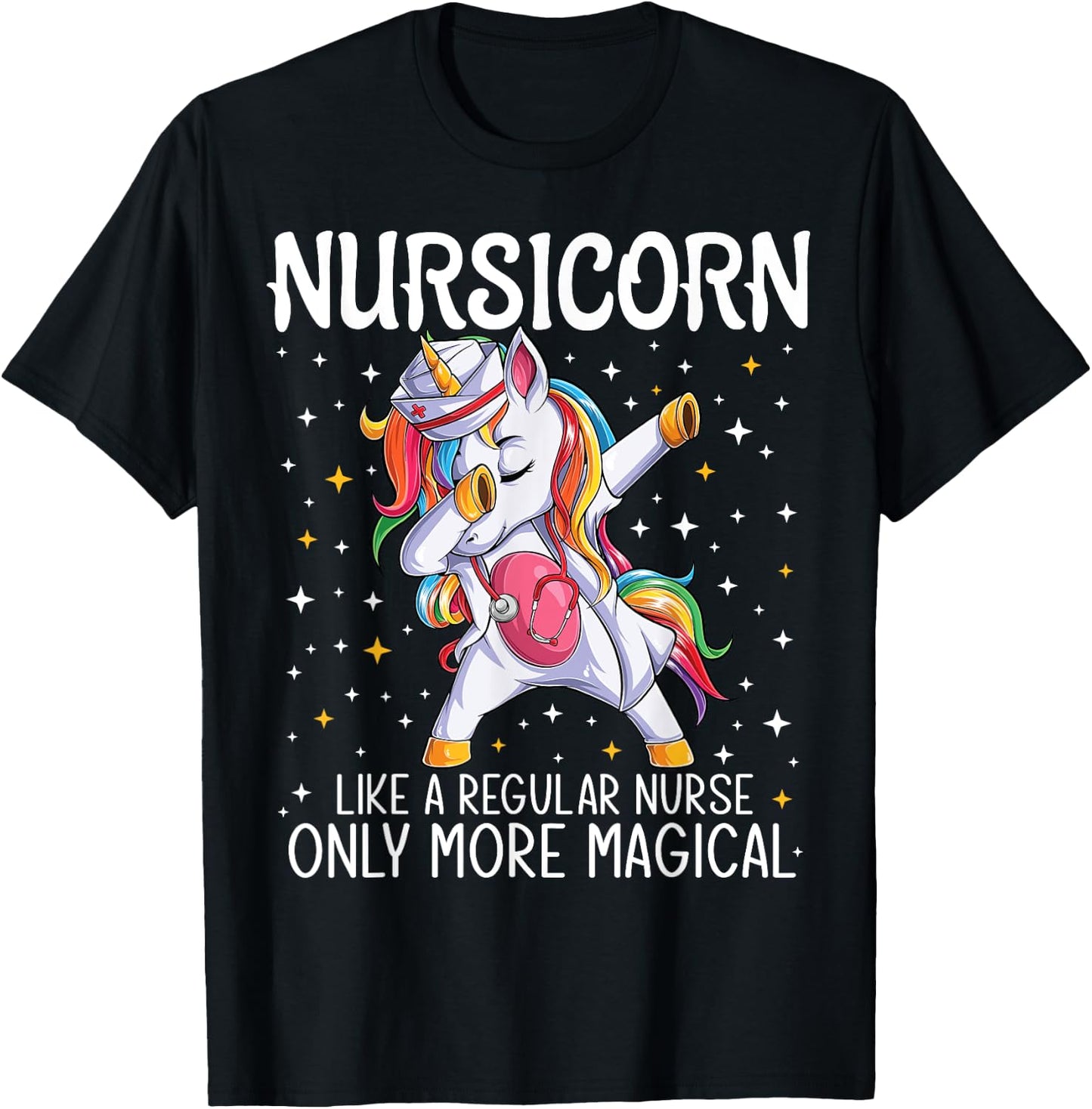 Dabbing Unicorn Nursicorn Funny Nurse Gift women men CNA RN T-Shirt - T-Shirt | Black