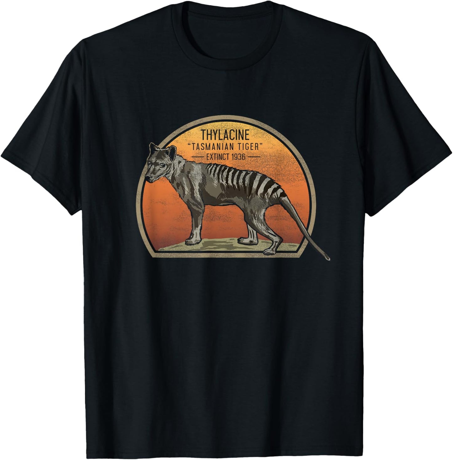 Tasmanian Tiger Thylacine T Shirt Wolf Australian Extinct T-Shirt - T-Shirt | Black