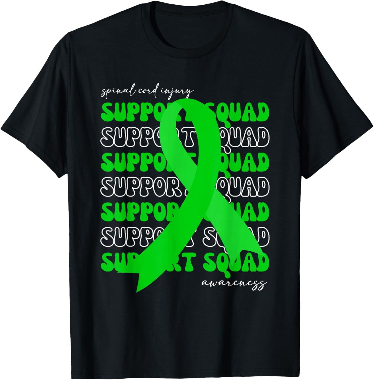 Support Squad Spinal Cord Injury Awareness Ribbon Fighter T-Shirt - T-Shirt | Black