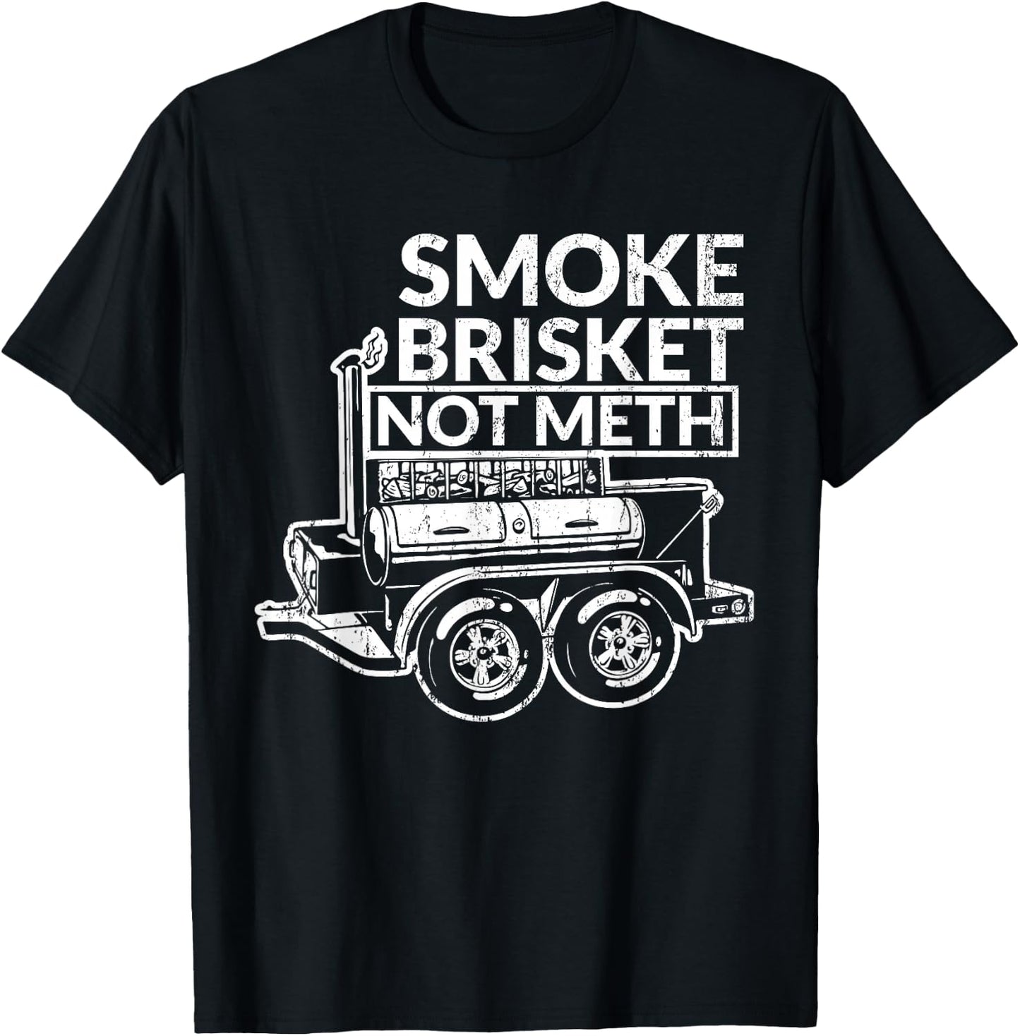 Funny Retro BBQ Smoking Meat Lover - Smoke Brisket Not Meth T-Shirt - T-Shirt | Black