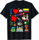 I Love Colombia Hand Drawn Colombian Landmarks, Flag and map T-Shirt - T-Shirt | Black