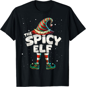 Spicy Elf Family Matching Group Christmas T-Shirt - T-Shirt | Black
