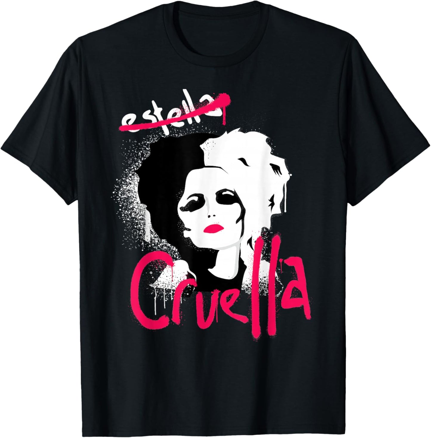 Disney Cruella Estella Punk Rock Spray Paint T-Shirt - T-Shirt | Black