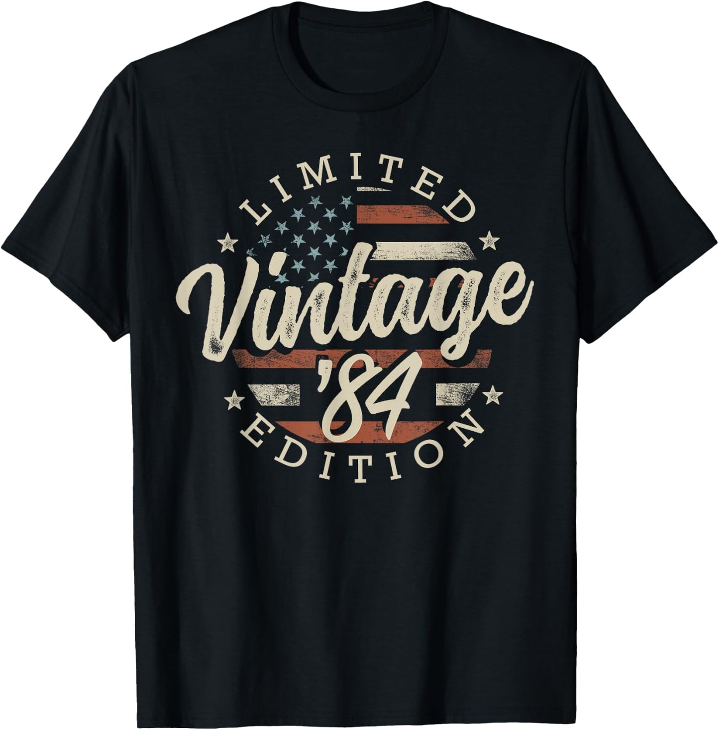 Vintage 1984 Limited Edition USA Flag 42nd Birthday T-Shirt - T-Shirt | Black