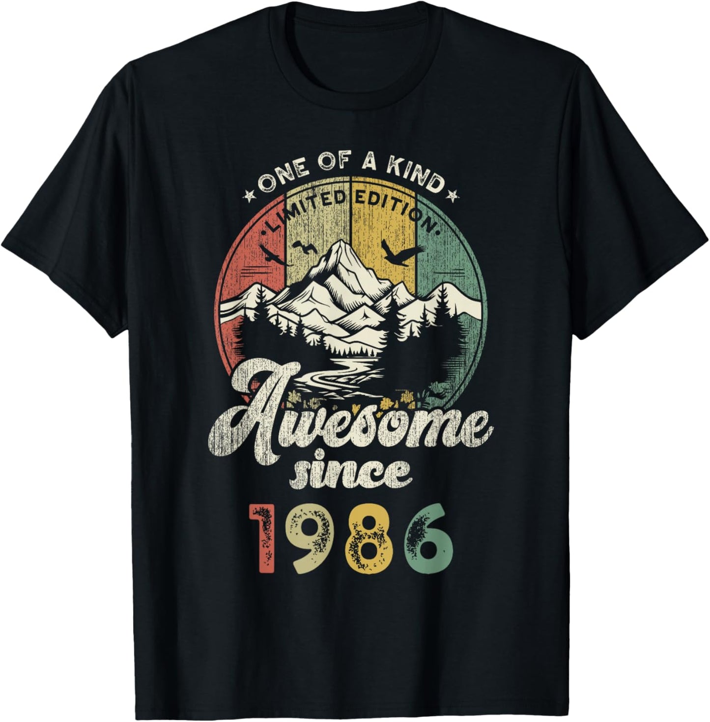39th Birthday Mountains Retro Awesome Since 1986 T-Shirt - T-Shirt | Black
