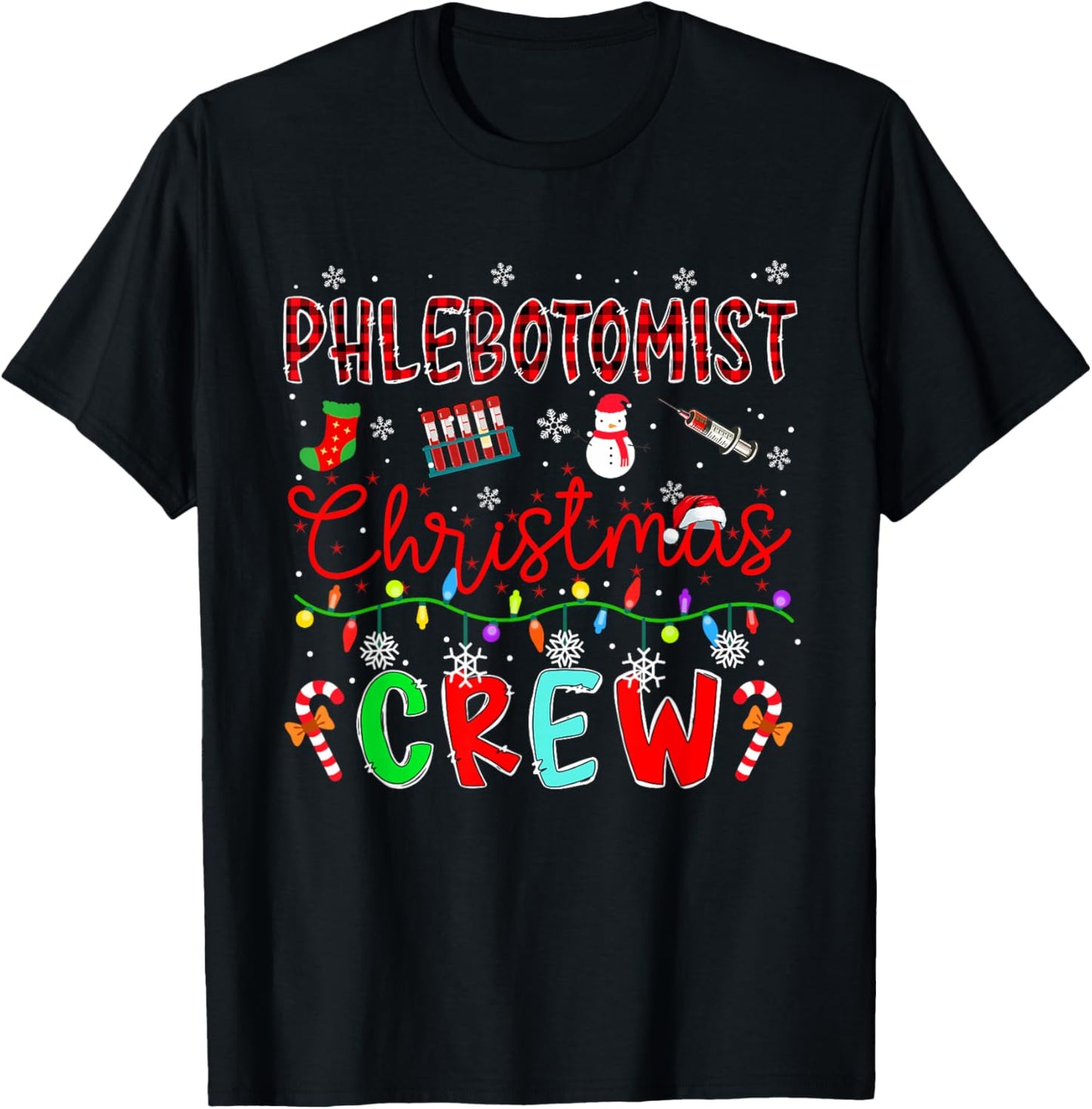 Phlebotomist Christmas Crew Matching Job Team Funny Parties T-Shirt - T-Shirt | Black