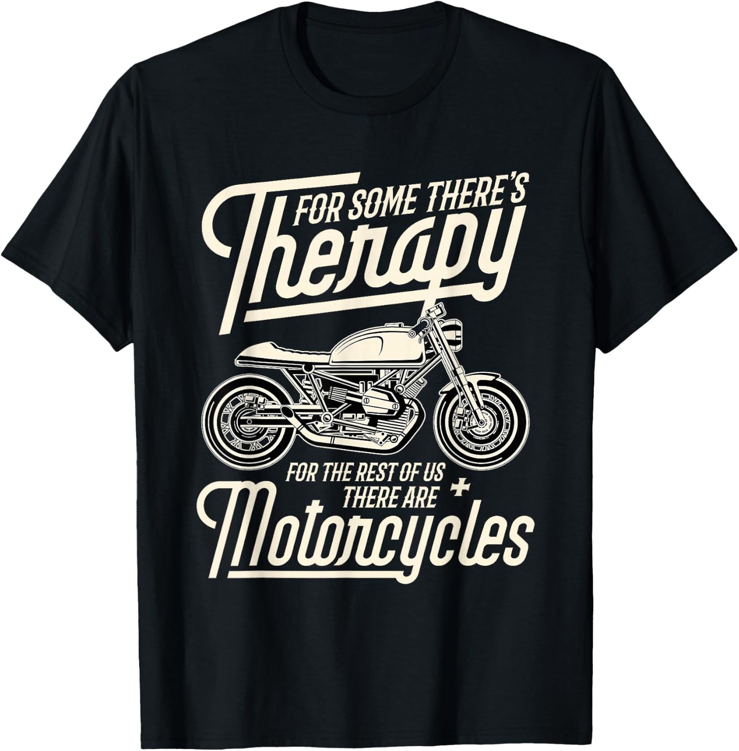 Funny Motorcycle Rider Therapy - Vintage Biker Gift Short Sleeve T-Shirt - T-Shirt | Black
