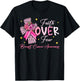 Faith Over Fear Cross Pink Ribbon Christian Breast Cancer T-Shirt - T-Shirt | Black