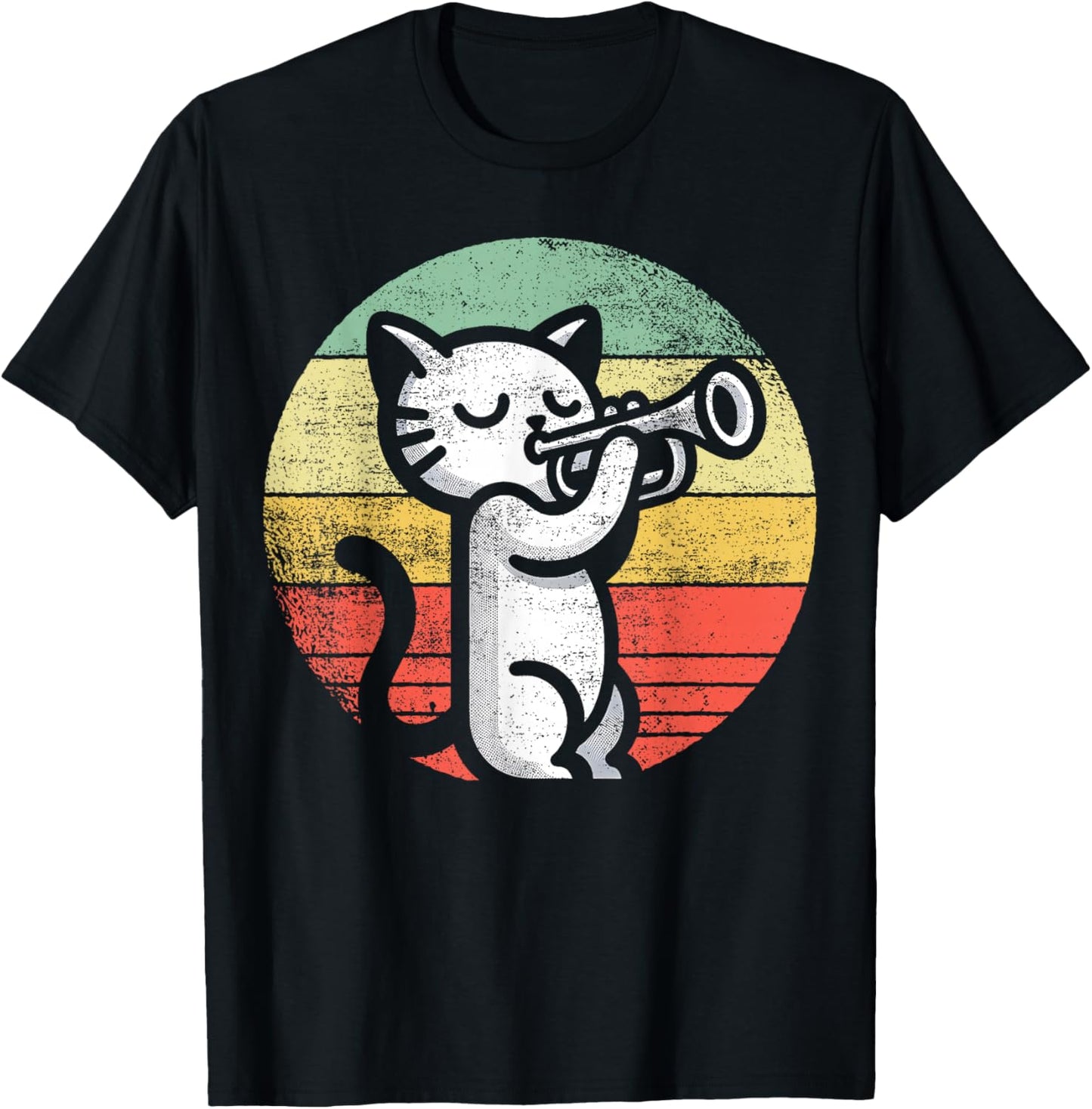 Trumpet Player I Cat Plays Trumpet T-Shirt - T-Shirt | Black