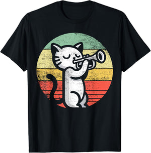 Trumpet Player I Cat Plays Trumpet T-Shirt - T-Shirt | Black