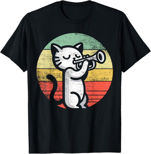 Trumpet Player I Cat Plays Trumpet T-Shirt - T-Shirt | Black
