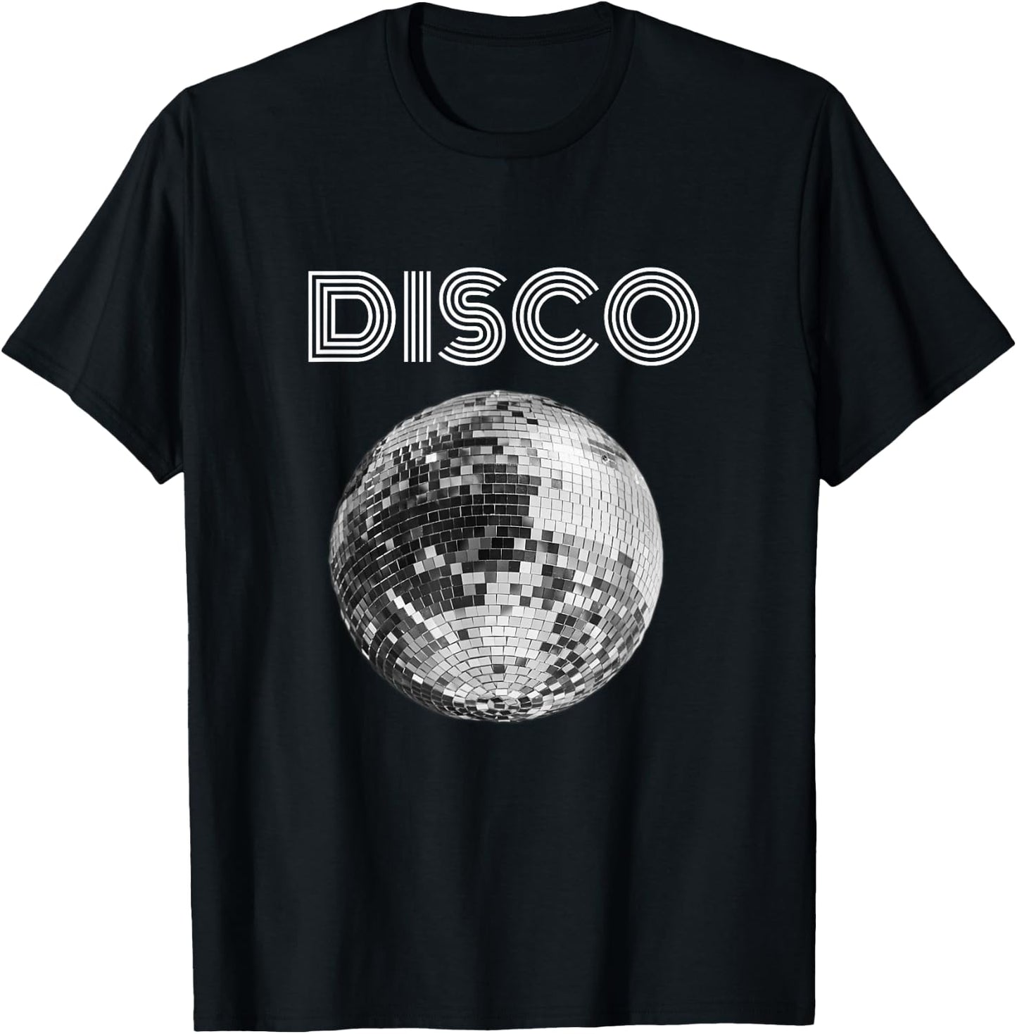 Black and White Disco Ball Club Retro T-Shirt - T-Shirt | Black