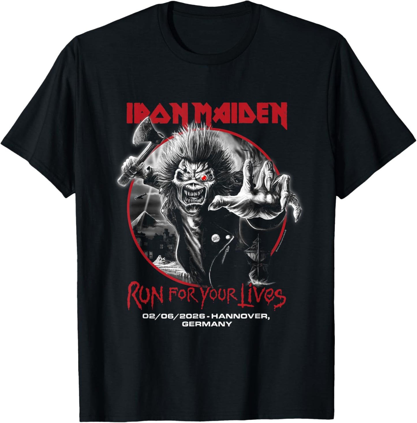 Iron Maiden Run for Your Lives Tour 2026 Hannover T-Shirt - T-Shirt | Black