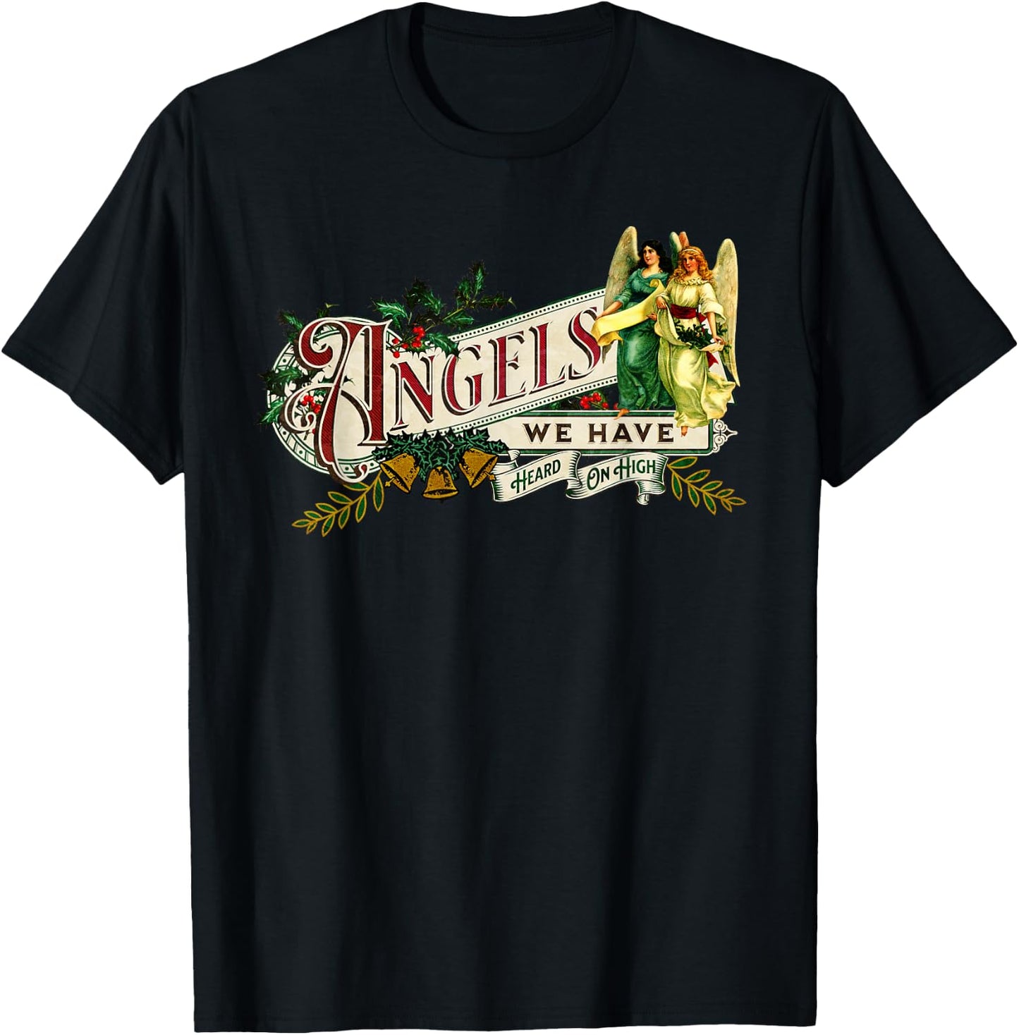Angels We Have Heard On High Victorian Christmas Carol Music T-Shirt - T-Shirt | Black