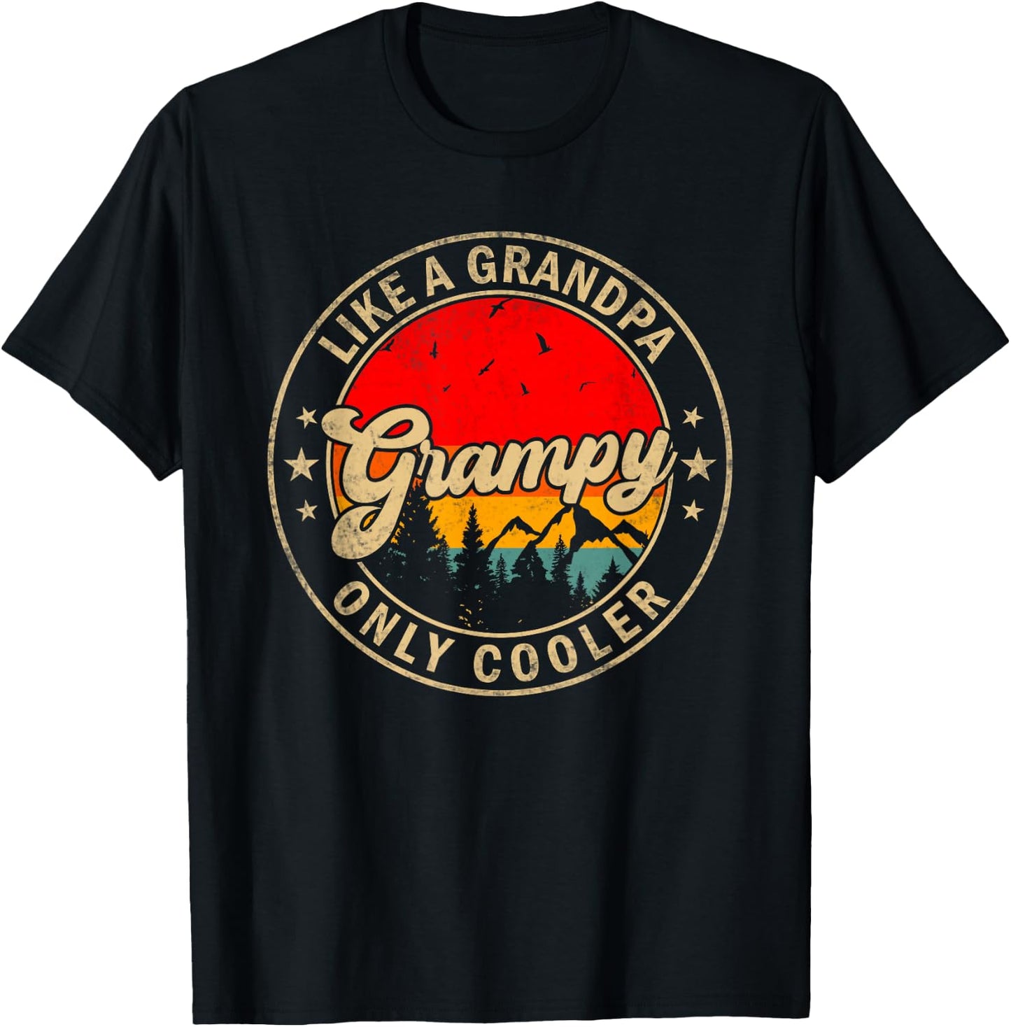 Grampy Like A Grandpa Only Cooler Funny Papa Grandpa T-Shirt - T-Shirt | Black