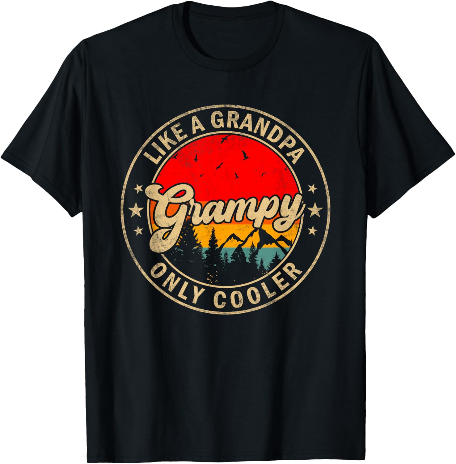 Grampy Like A Grandpa Only Cooler Funny Papa Grandpa T-Shirt - T-Shirt | Black