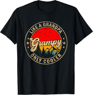 Grampy Like A Grandpa Only Cooler Funny Papa Grandpa T-Shirt - T-Shirt | Black
