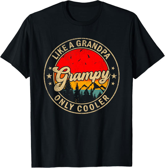 Grampy Like A Grandpa Only Cooler Funny Papa Grandpa T-Shirt - T-Shirt | Black