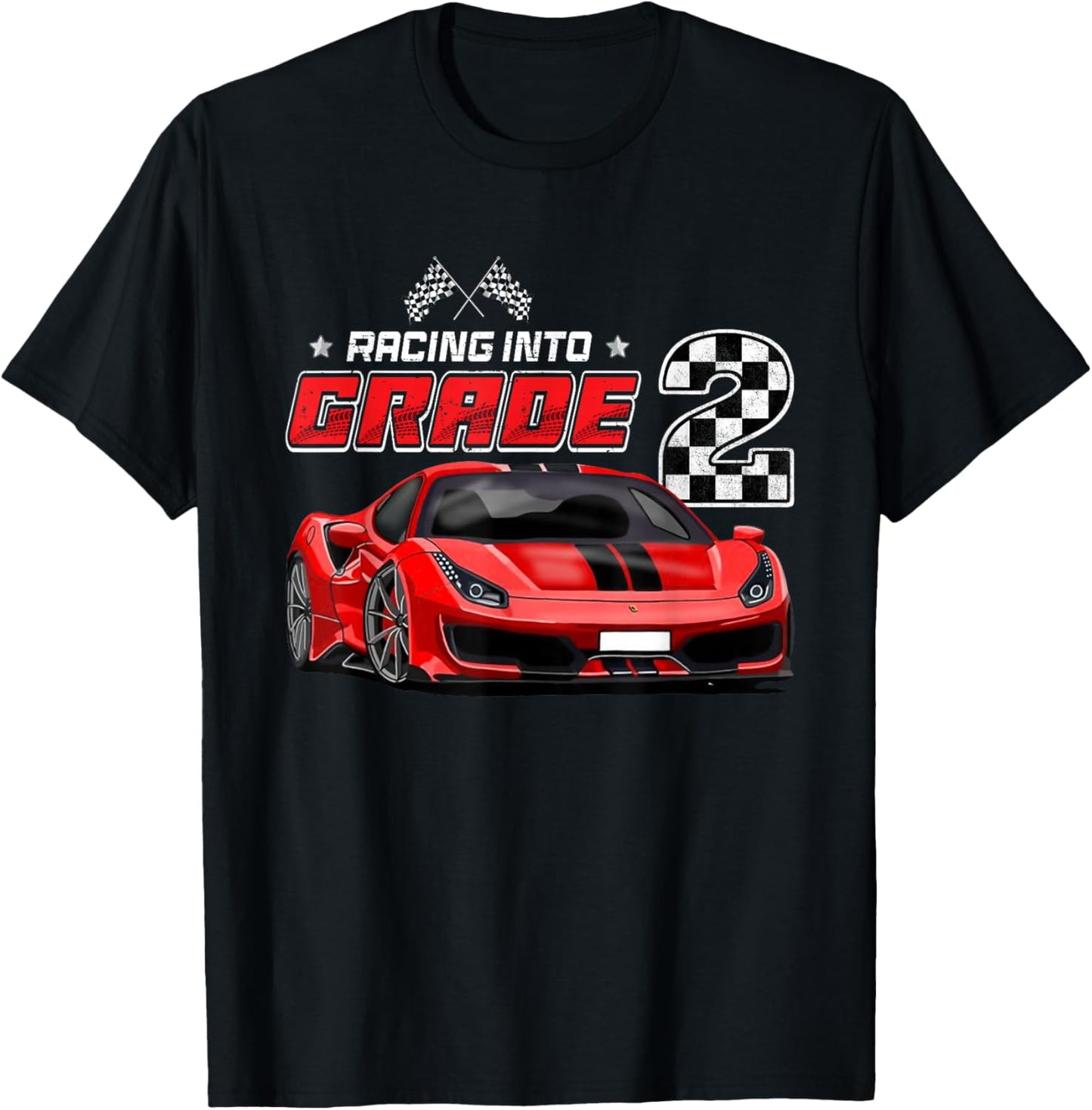 Racing Into 2nd Grade Race Car Back To School Boys T-Shirt - T-Shirt | Black