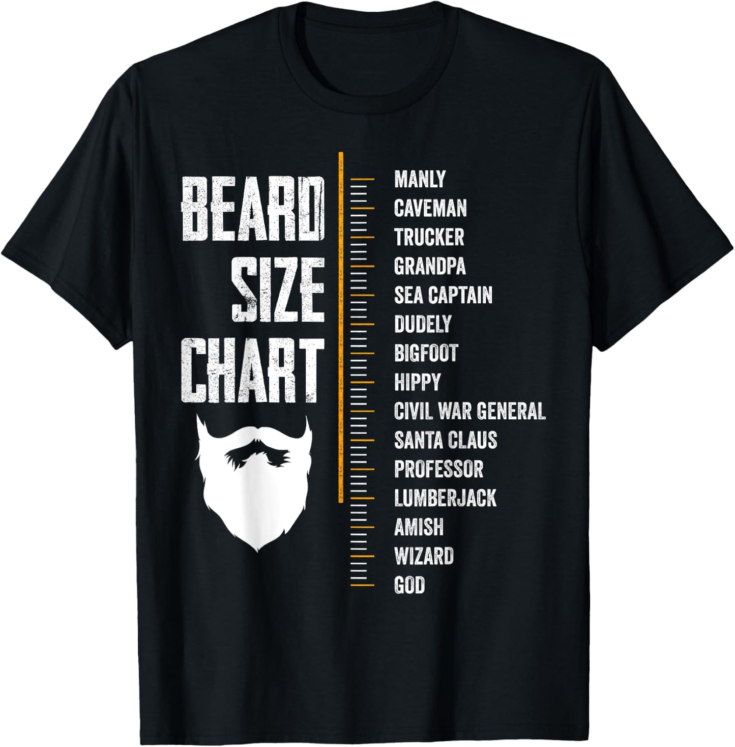 Beard Measurement Chart Beard Length Funny Growth Chart T-Shirt - T-Shirt | Black