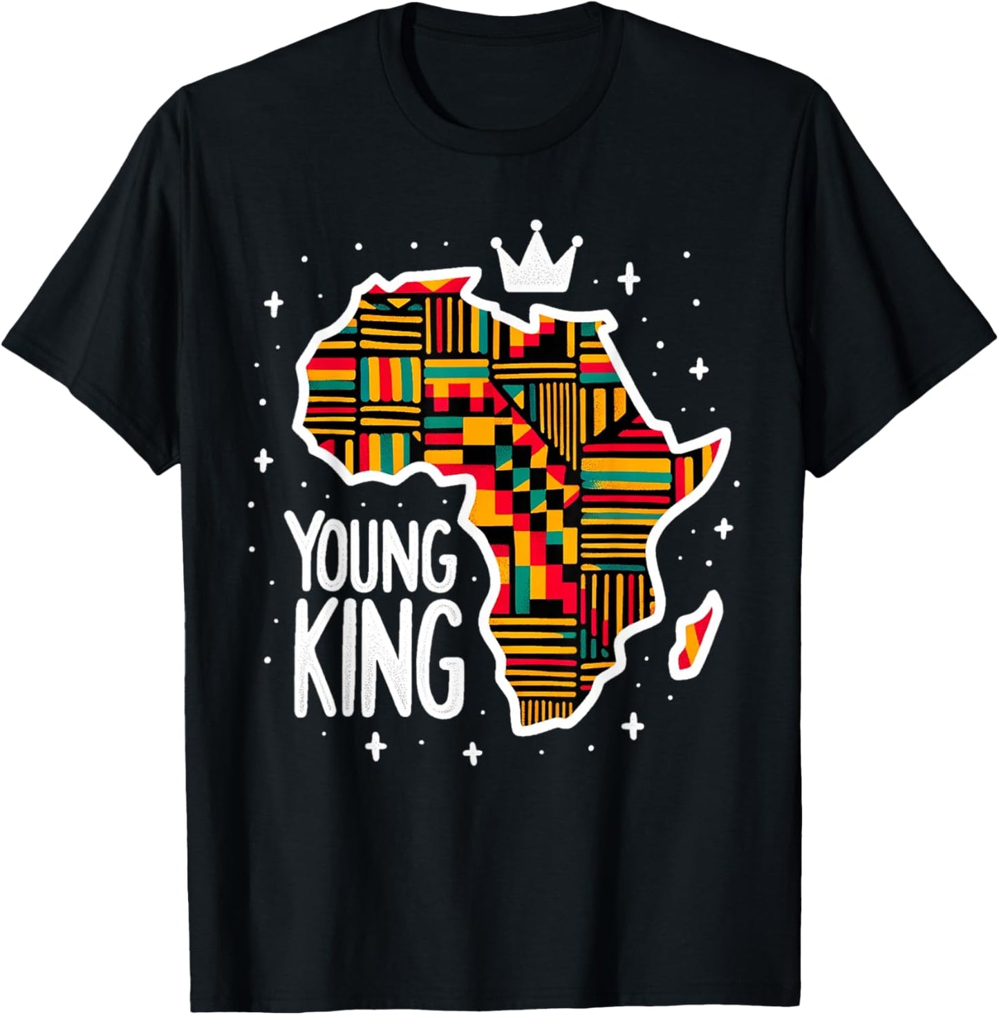 Boys African Kente Print Clothes Kids Young King Kente Youth T-Shirt - T-Shirt | Black