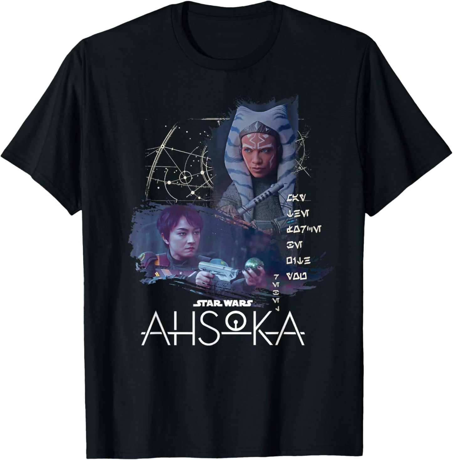 Star Wars Ahsoka Part Four Sabine Rebel Aurebesh Disney+ T-Shirt - T-Shirt | Black