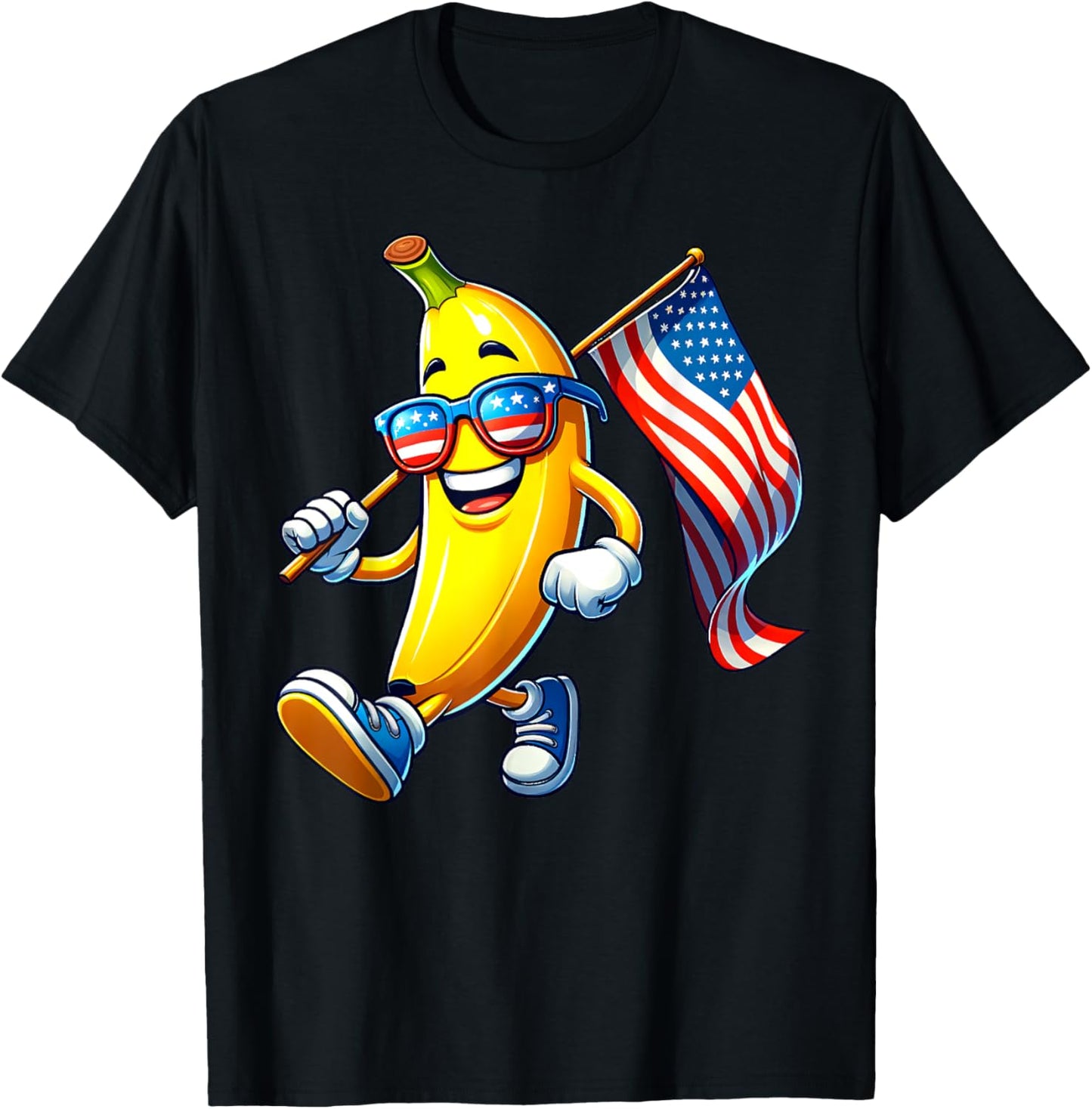 Banana 4th July USA Flag Patriotic America Mom Dad Kids T-Shirt - T-Shirt | Black