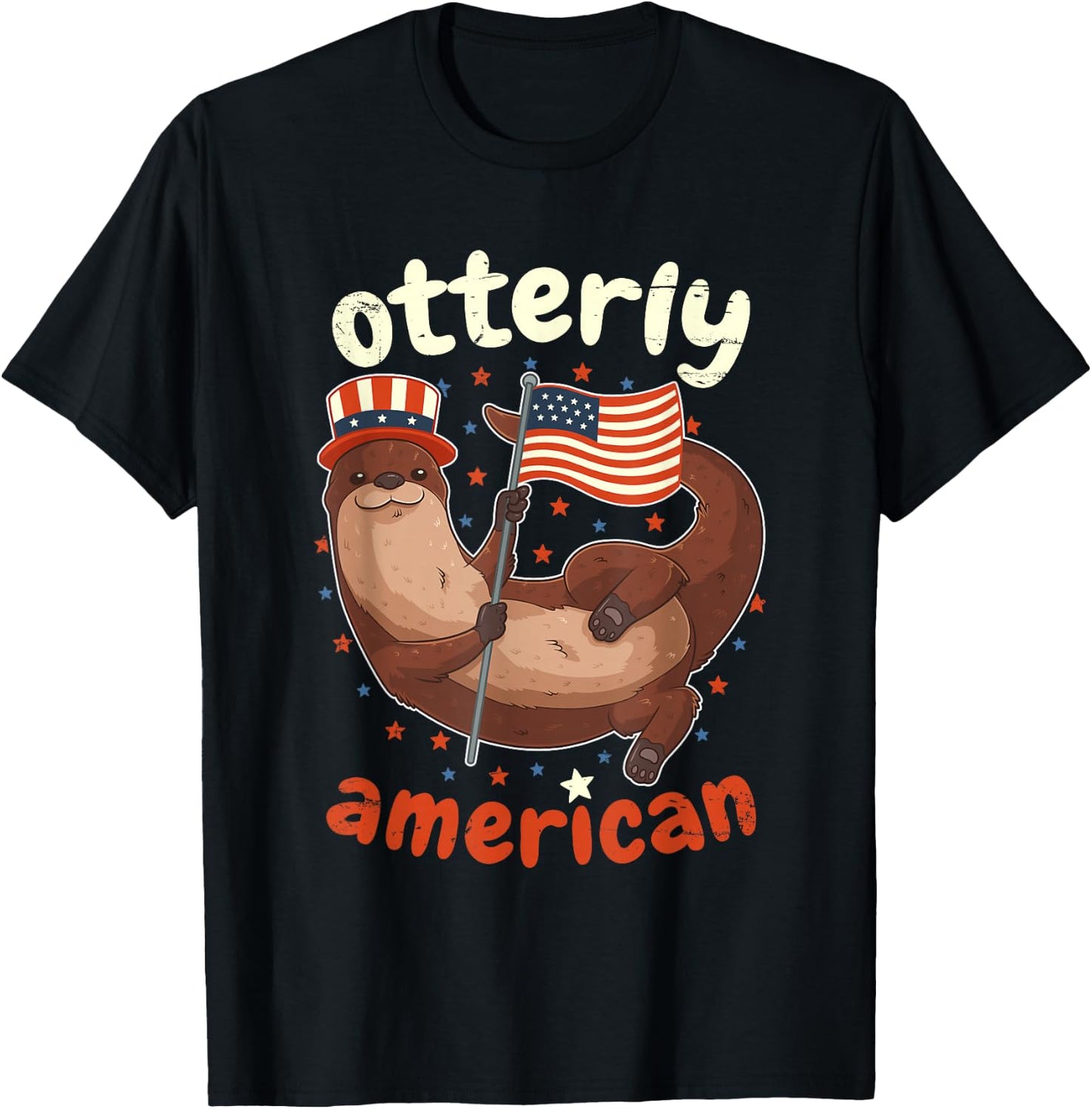 Patriotic Oteric American Flag 4th of July Otter T-Shirt - T-Shirt | Black