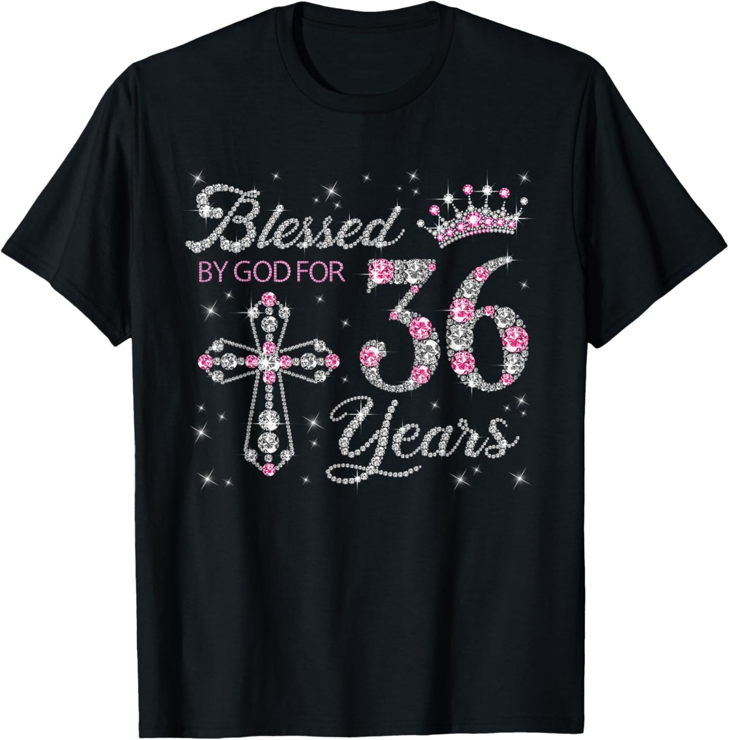 Blessed by God For 36 Years Old 36th Birthday Gift T-Shirt - T-Shirt | Black