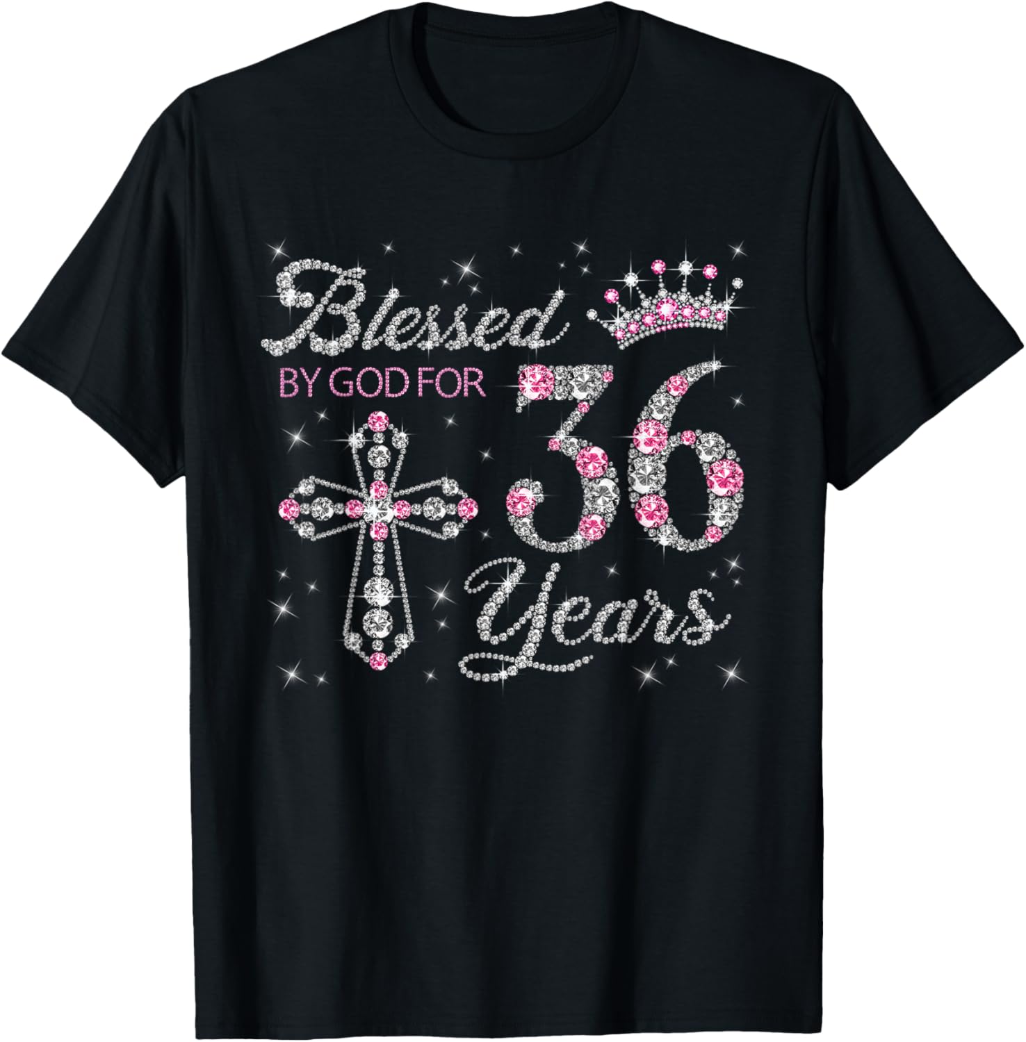 Blessed by God For 36 Years Old 36th Birthday Gift T-Shirt - T-Shirt | Black
