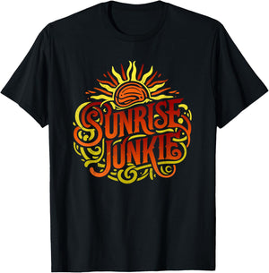 Sunrise Junkie for Early Birds and Morning People T-Shirt - T-Shirt | Black