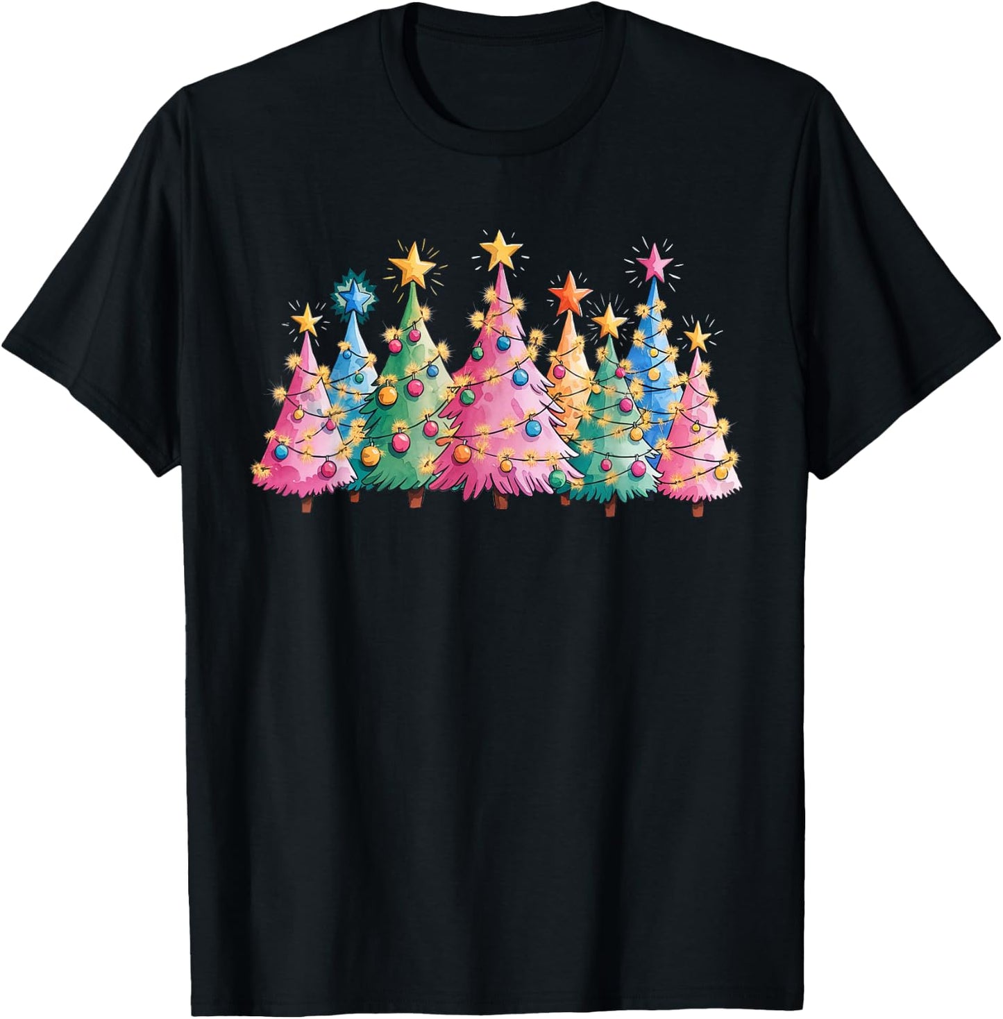 Merry Christmas Pink Christmas Tree, Pink Christmas Costume T-Shirt - T-Shirt | Black