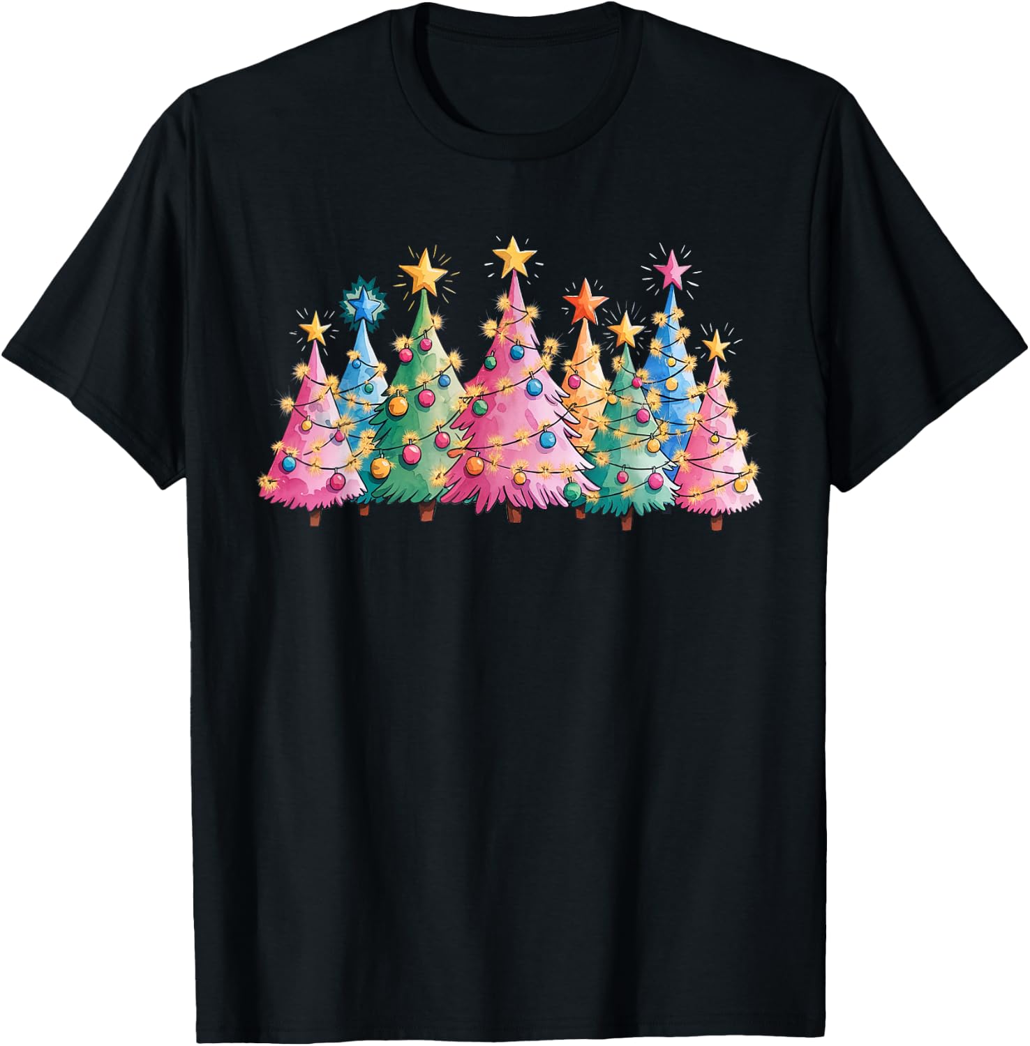 Merry Christmas Pink Christmas Tree, Pink Christmas Costume T-Shirt - T-Shirt | Black