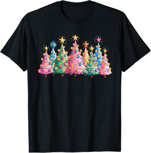 Merry Christmas Pink Christmas Tree, Pink Christmas Costume T-Shirt - T-Shirt | Black