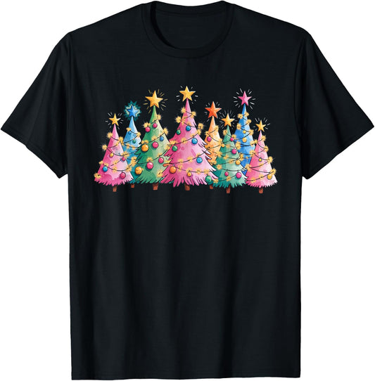 Merry Christmas Pink Christmas Tree, Pink Christmas Costume T-Shirt - T-Shirt | Black
