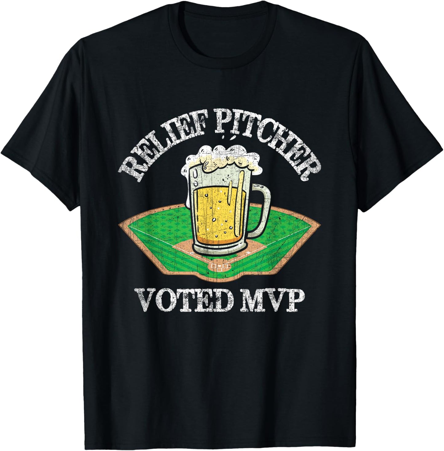 Funny Beer and Baseball Relief Jug T-Shirt - T-Shirt | Black