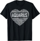 Love Aquarius Characteristics Co Aquarius Zodiac Traits Horoscope Astrology Sign Gift Heart T-Shirt - T-Shirt | Black