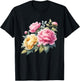 Peonies Flowers Blossom Nature Lover Gardener T-Shirt - T-Shirt | Black