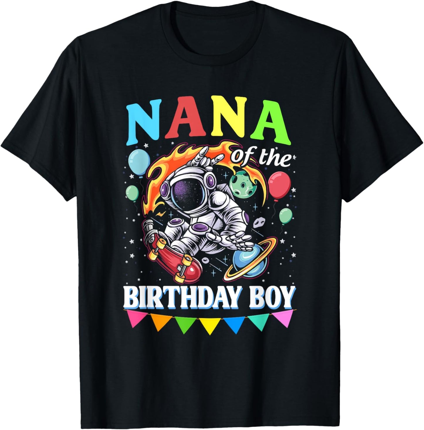 Nana of The Birthday Boy Astronaut Family Space Planets T-Shirt - T-Shirt | Black