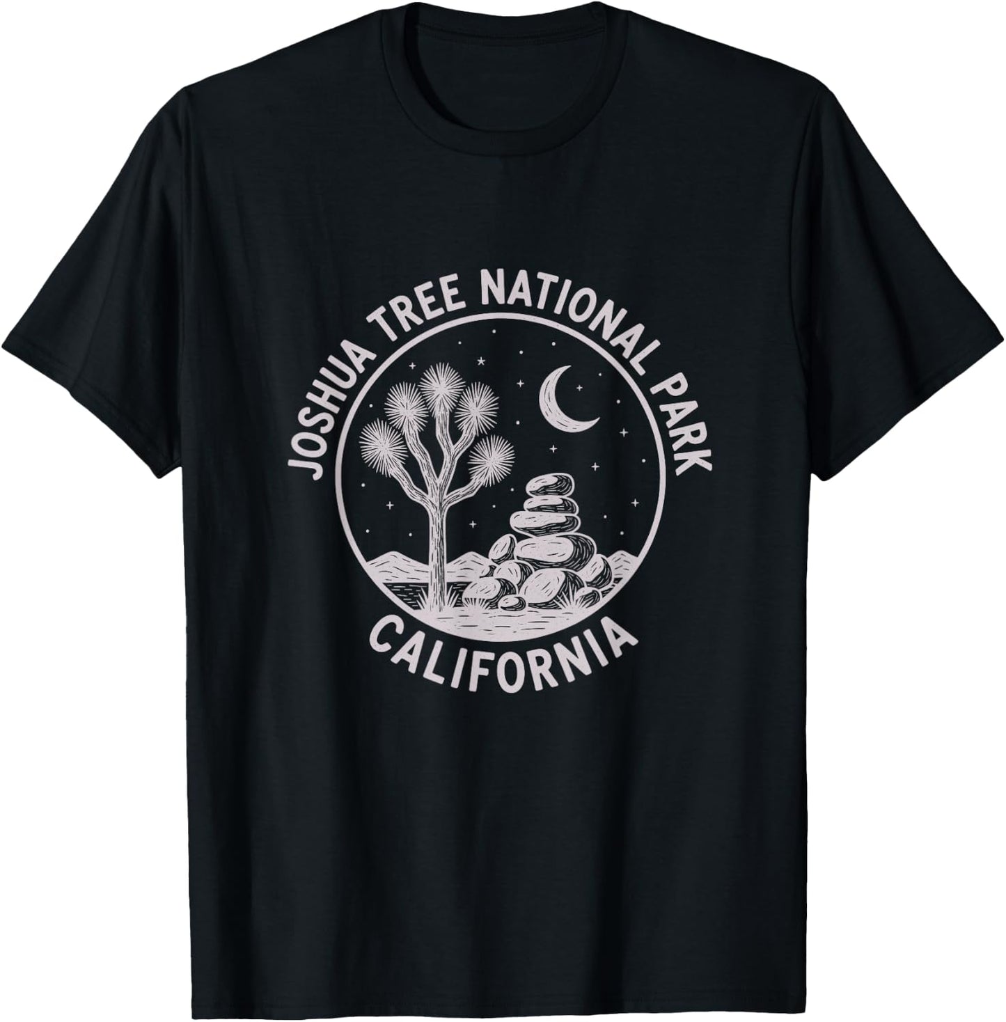 Vintage Joshua Tree National Park California Sketch Design T-Shirt - T-Shirt | Black