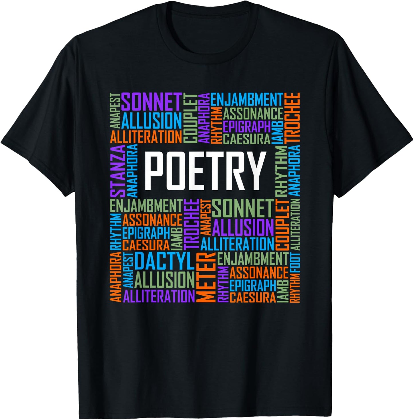 Poetry Words Lover Gift Poetry Writer Gifts T-Shirt - T-Shirt | Black